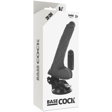 Vibratore dildo indossabile nero con telecomando BaseCock 20cm