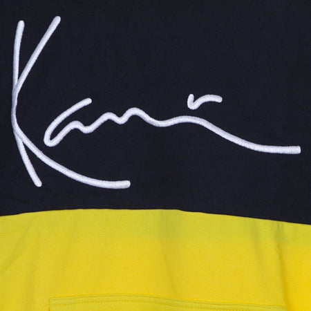 KARL KANI Felpa Cappuccio Uomo Signature Block Teddy Hoodie Yellow/navy/red da uomo
