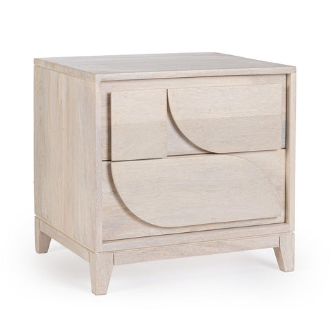 Comodino "Archita" per camera, Struttura In Legno Di Mango, Schienale E Fondo Cassetto In Mdf