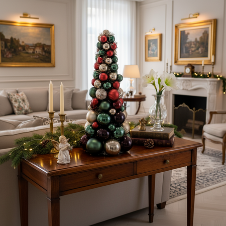 Albero decorativo pino "Joe" con sfere decorative per decorazioni natalizie