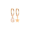 VERSARI - Orecchino con ciondolo iniziale R pavé e orecchino con stellina galvanica oro rosa