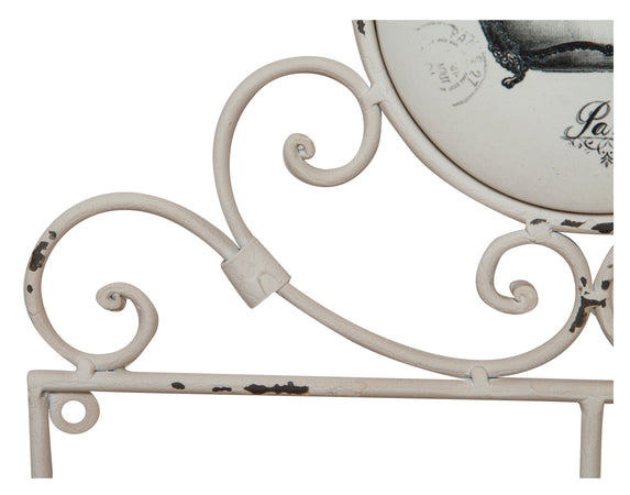 Biscottini Biscottini Appendino Muro "Le Bain" Ferro Battuto Bianco Anticato 30x6x25 con 3