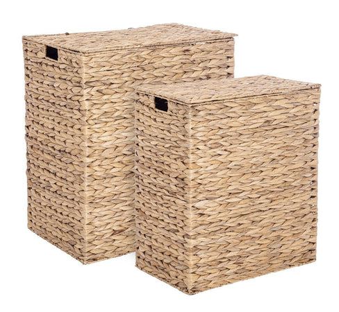 Set 2 pezzi porta biancheria "Kalaw" naturale rettangolare