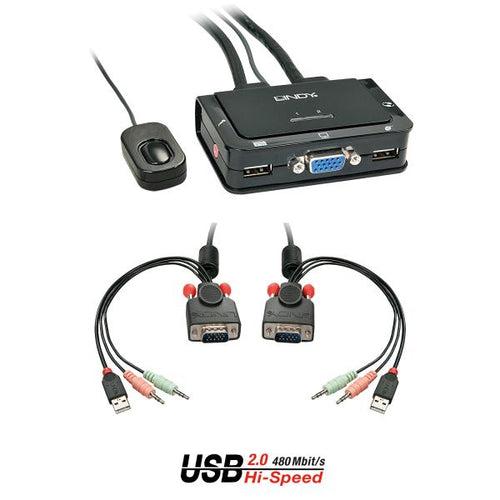 LINDY COMPACT SWITCH KVM VGA 2 PORTE USB 2.0 AUDI