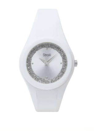 STROILI - Orologio solo tempo con cinturino in silicone bianco cassa in acciaio