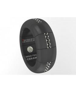 ROBERTO DEMEGLIO - ANELLO PURA LUCE CERAMICA NERA SATINATA E DIAMANTI