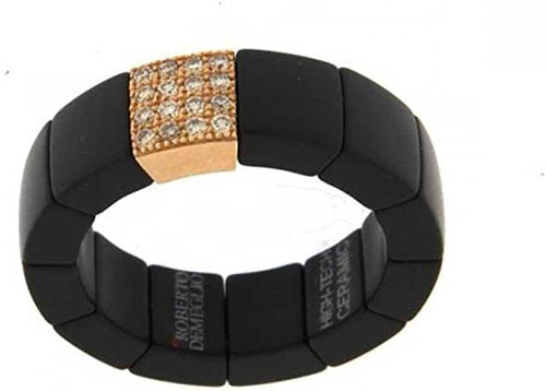 ROBERTO DEMEGLIO - ANELLO SACCO CERAMICA NERA LUCIDA DIAMANTI