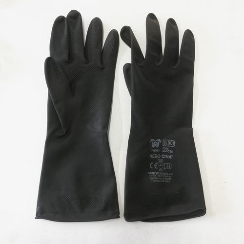 Guanti in lattice per protezione mani multiuso manica lunga taglia L colore nero