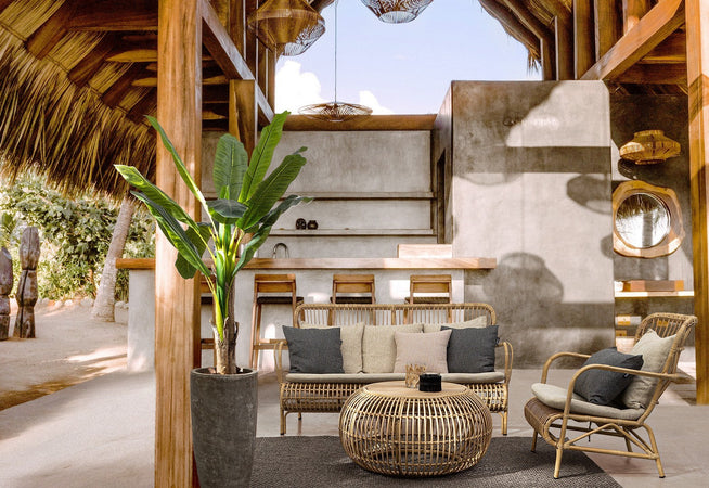 Poltrona "Lounge" con poggiapiedi in alluminio effetto rattan da giardino