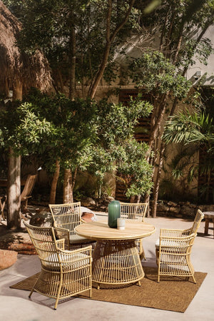 Sedia "Adelma" con braccioli in alluminio effetto rattan da giardino
