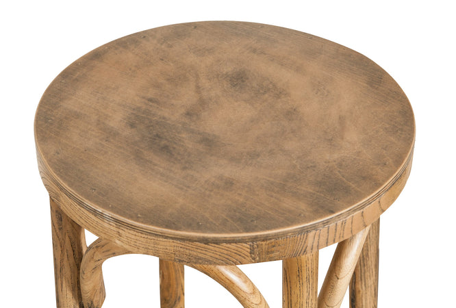 Biscottini Sgabello tipo Thonet in massello di frassino finitura noce chiaro anticato Diam.39XH75 cm.