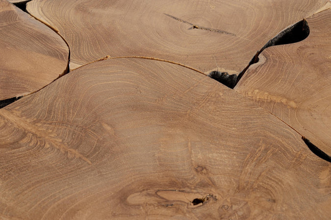 Tavolino "Elwood" cubo in radici di teak originali per arredamento