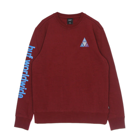 HUF Felpa Girocollo Uomo Prism Triple Triangle Crew Bloodstone da uomo