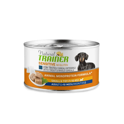Natural Trainer No Gluten umido Cani Adult small & toy trota e cereali 150 gr