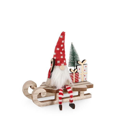 Slitta Babbo Natale Even con slitta in legno MDF per villaggi natalizi