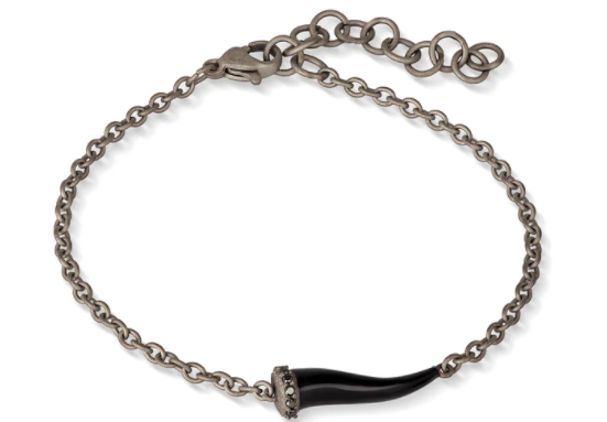 MANO J - BRACCIALE CHARMS CON CORNETTO IN TITANIO, 5 BLACK E CATENA