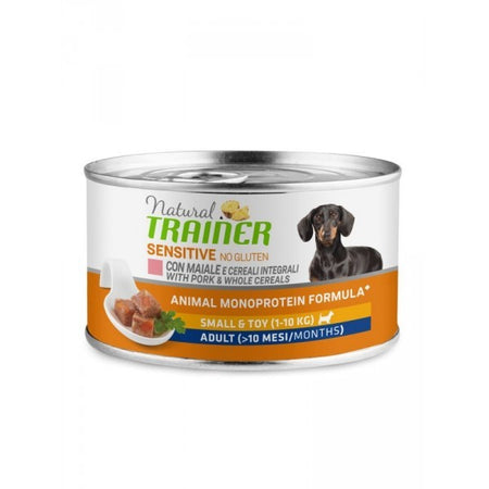Natural Trainer No Gluten umido Cani Adult small & toy maiale e cereali 150 gr
