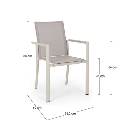 Sedia "Konnor" struttura in alluminio, seduta in textilene, ideale per interno ed esterno