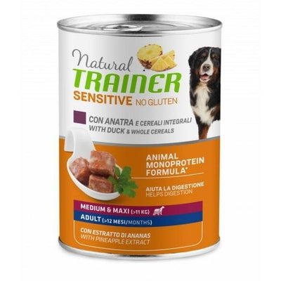 Natural Trainer No Gluten umido Cani Adult medium & maxi anatra e cereali 400 gr