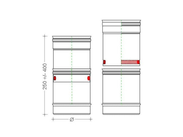 Tubo da 140mm in acciaio inox telescopico AISI 304 spessore 6/10