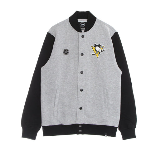47 BRAND Felpa College Uomo Nhl Burnside Track Jacket Pitpen Slate Grey da uomo