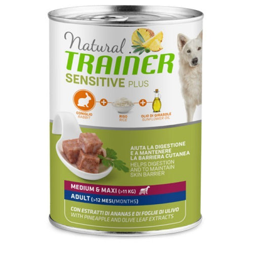 Natural Trainer Sensitive Plus umido Cani Adult medium & maxi coniglio e riso 400 gr