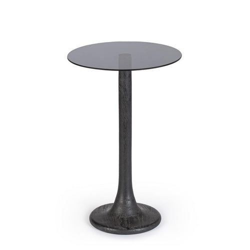 Tavolino Aberdeen gamba in legno di mango e piano in vetro per interni