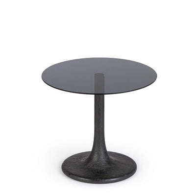 Tavolino Aberdeen gamba in legno di mango e piano in vetro per interni