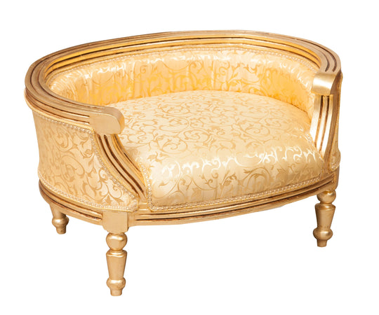 Biscottini Biscottini Pouf Luigi XVI Faggio Massello Patina Oro Intagliato Schienale