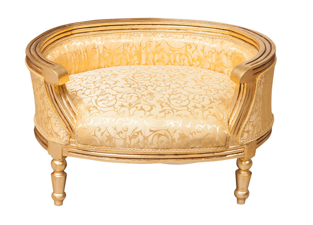 Biscottini Biscottini Pouf Luigi XVI Faggio Massello Patina Oro Intagliato Schienale