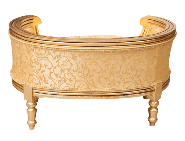 Biscottini Biscottini Pouf Luigi XVI Faggio Massello Patina Oro Intagliato Schienale