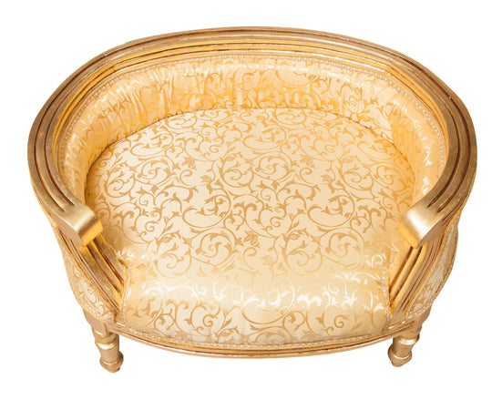 Biscottini Biscottini Pouf Luigi XVI Faggio Massello Patina Oro Intagliato Schienale