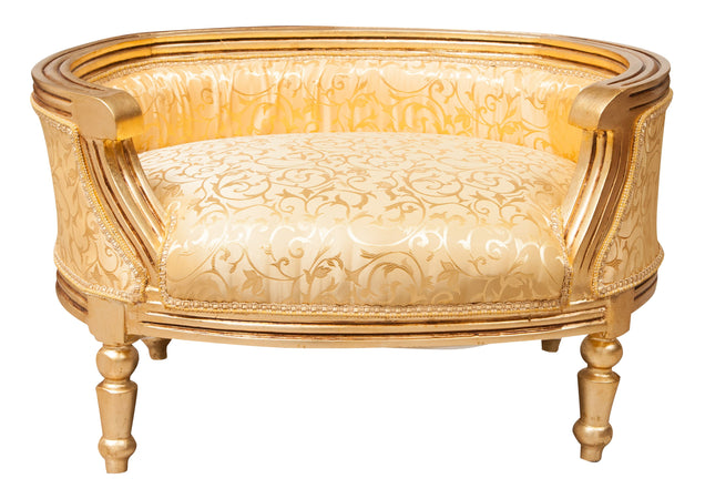 Biscottini Biscottini Pouf Luigi XVI Faggio Massello Patina Oro Intagliato Schienale
