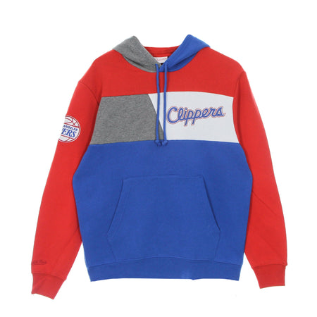 MITCHELL &amp; NESS Felpa Cappuccio Uomo Nba Color Blocked Fleece Hoodie Loscli Royal da uomo
