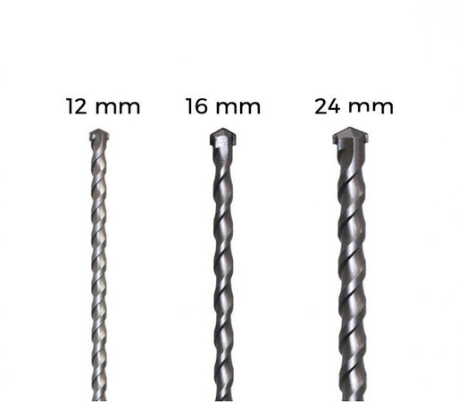 Set 3 Punte Giganti Lunghezza 1 Metro Sds Plus Per Muro Cemento Calcestruzzo