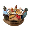 Banco con cena statuetta in terracotta artigianale per presepe napoletano da h 4 x 6 cm