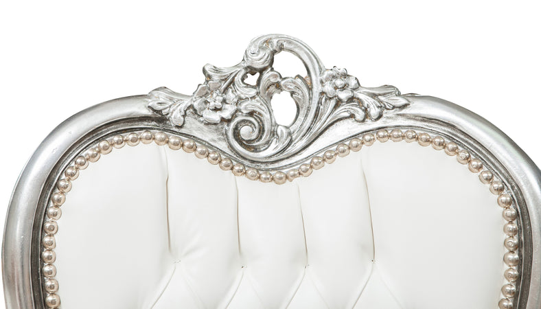 Biscottini Biscottini Poltrona Stile Luigi XVI Faggio Intagliata Foglia Argento Ecopelle