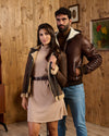 Carlo - Bomber Uomo in Shearling Marrone con Cappuccio