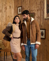 James - Giacca Uomo Cuoio in vero montone Shearling con Cappuccio