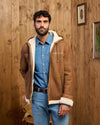 James - Giacca Uomo Cuoio in vero montone Shearling con Cappuccio