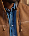 James - Giacca Uomo Cuoio in vero montone Shearling con Cappuccio