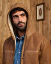 James - Giacca Uomo Cuoio in vero montone Shearling con Cappuccio