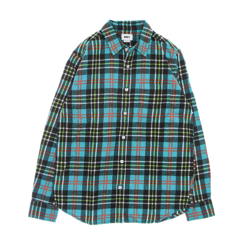 OBEY Camicia Manica Lunga Uomo Even L/s Woven Wovens Aqua Multi da uomo