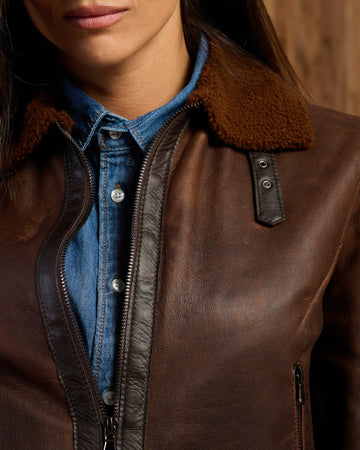 Matilde - Giacca Donna Testa di Moro in vero montone Shearling
