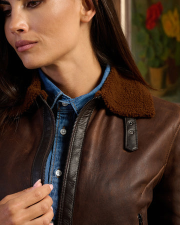 Matilde - Giacca Donna Testa di Moro in vero montone Shearling
