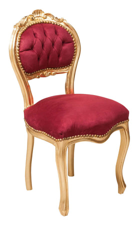 Biscottini Sedia stile francese Luigi XVI in legno massello di faggio ORO/ROSSO Offerta