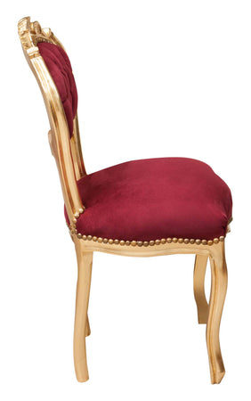 Biscottini Sedia stile francese Luigi XVI in legno massello di faggio ORO/ROSSO Offerta