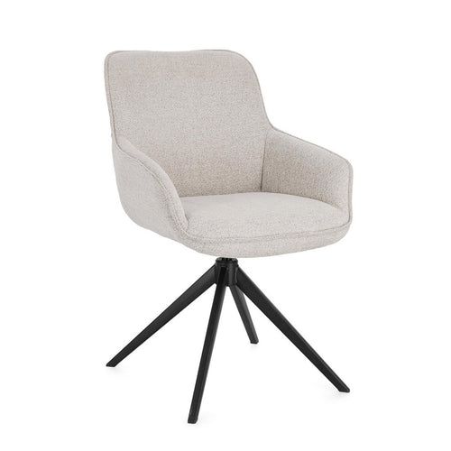 Sedia Matilda con braccioli seduta in compensato e gambe in acciaio da interno