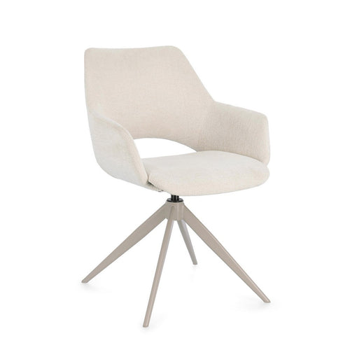 Sedia Vivian con braccioli seduta in compensato e gambe in acciaio da interno