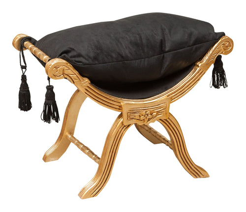 Biscottini Biscottini Panchetta Faldistorio Luigi XVI Faggio Intagliata Foglia Oro 74x46x54